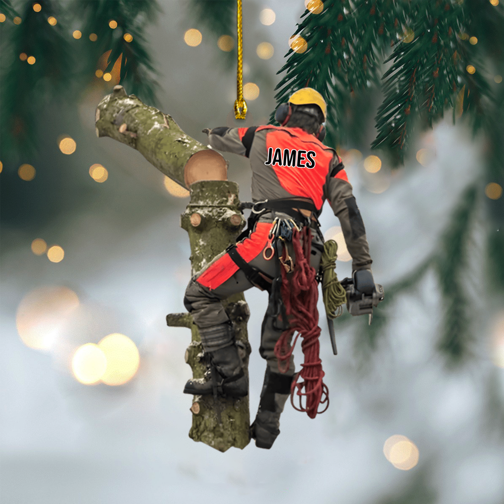Personalized Arborist Ornament 2025 – Custom Tree Climber Ornament with Name, Christmas Gift for Tree Workers Ornament