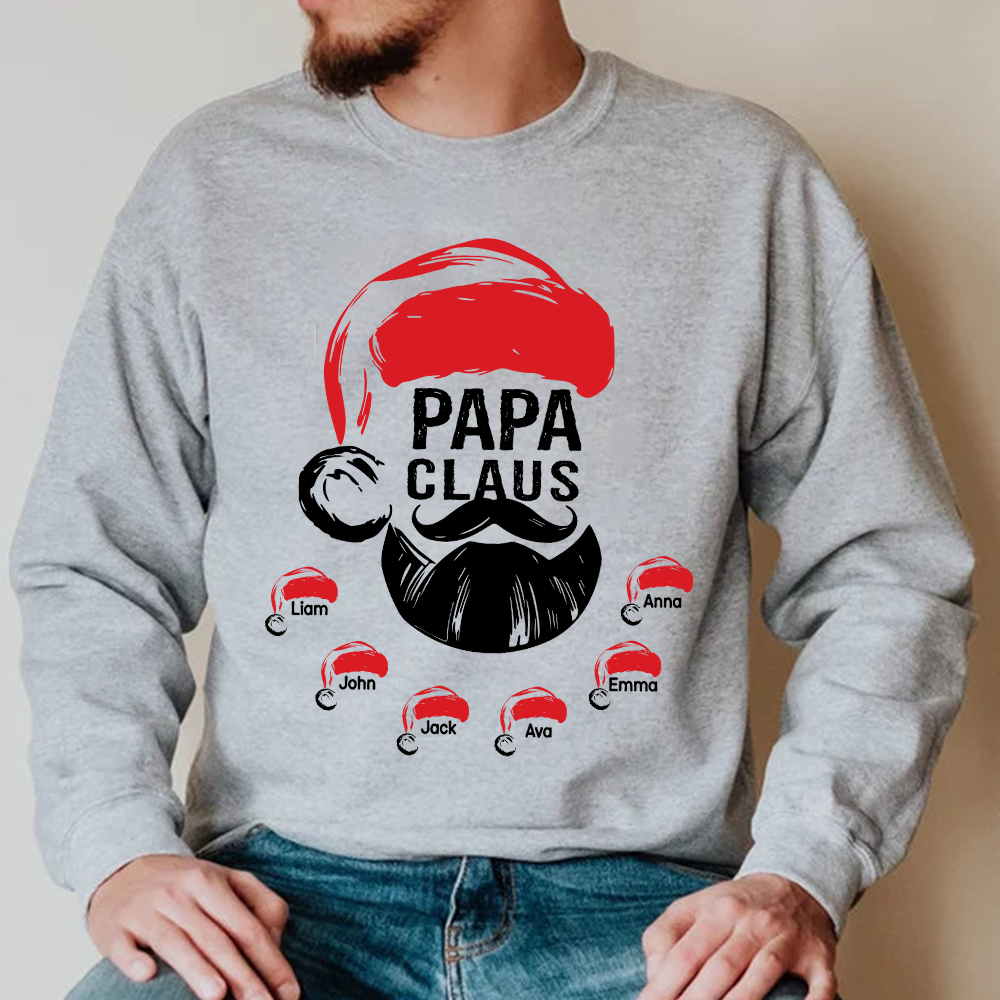 Custom Papa Claus Christmas, Gift For Papa And Kids Sweatshirt