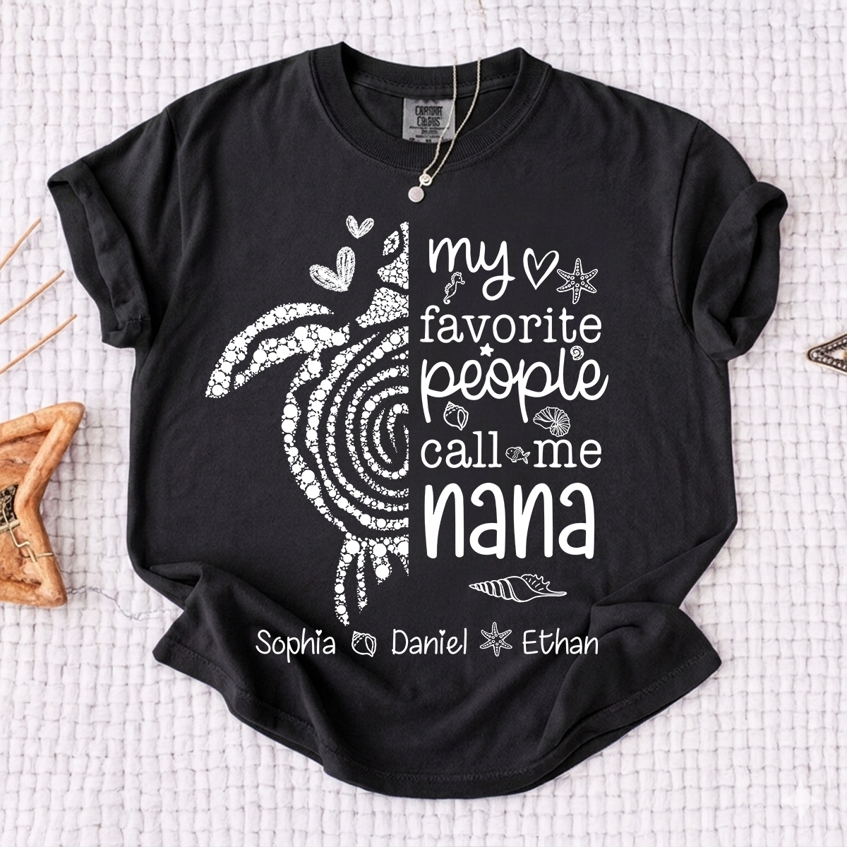 Comfort Colors® Cute Grandma Turtle Shirt Personalized Nana with Kids Names Summer Tee