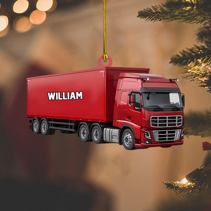 Personalized Semi Truck Ornament – Custom Name Big Rig Christmas Decoration for Truck Drivers Ornament