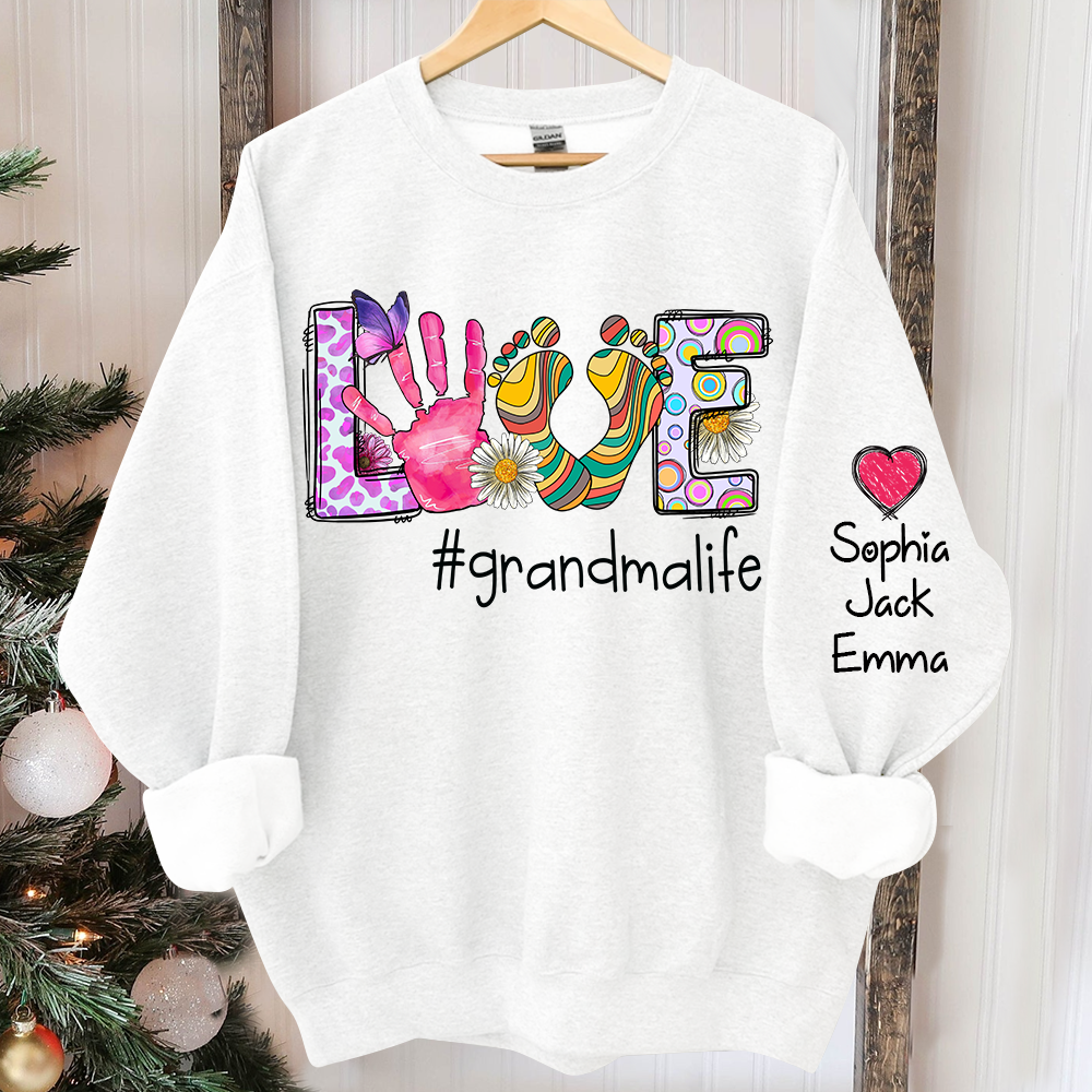 Personalized Love Color Grandma Witch Grandkids Sweatshirt