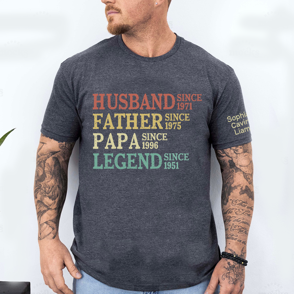 Husband, Father, Papa, Legend Custom T Shirt with Year Established, Personalized Family Shirt