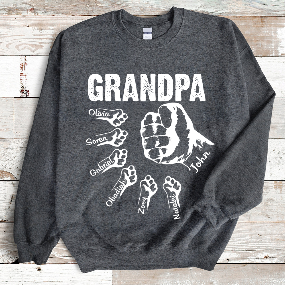 Personalized Grandpa with Grandkids Hand to Hands Sweatshirt