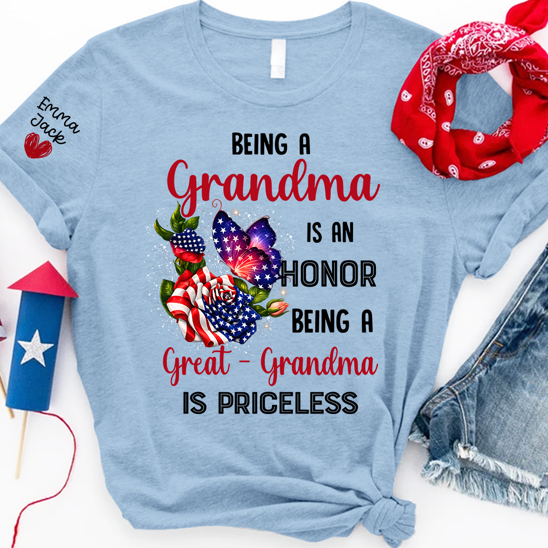 Being a Grandma is an Honor, Being a Great-Grandma is Priceless, Patriotic Grandma And Kids Gift