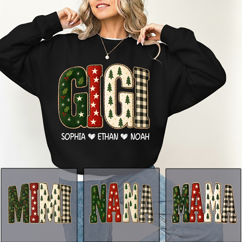 Cozy Xmas Gigi Design Grandma Sweatshirt, Gift for Grandma and Kids