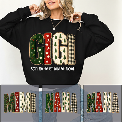 Cozy Xmas Gigi Design Grandma Sweatshirt, Gift for Grandma and Kids