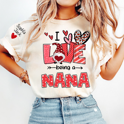I Love Being Called Nana Sweatshirt, Heart Gnome Valentine Gift For Grandma And Her Grandchildren