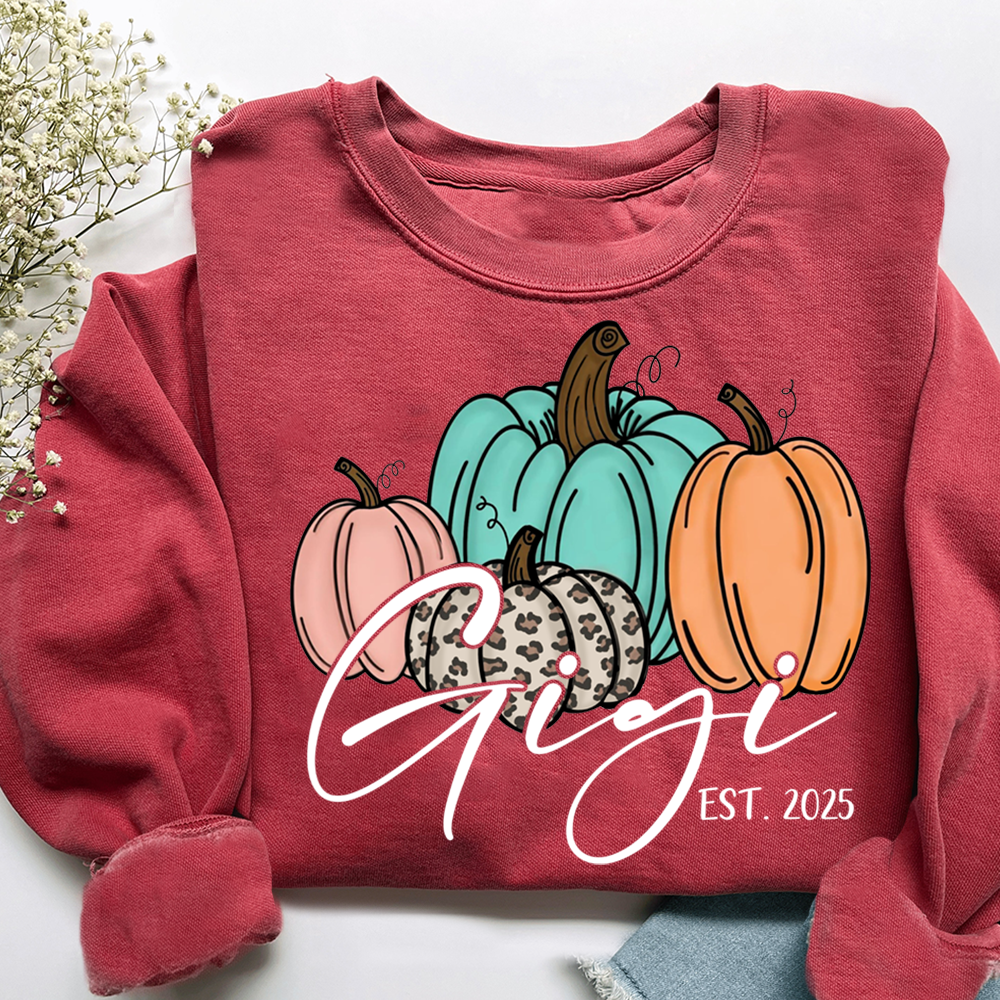 Personalized Gigi Pumkins Sweatshirt, Gifts for Grandma and Grandchild