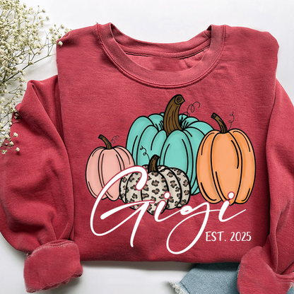 Personalized Gigi Pumkins Sweatshirt, Gifts for Grandma and Grandchild