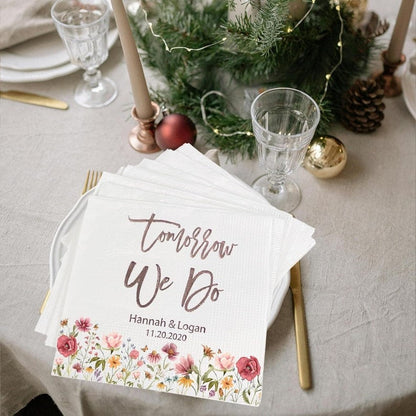 Tomorrow We Do Napkins, The Night Before, Personalized Wedding Napkins, Custom Bridal Shower Cocktail Napkins, Wedding Party Decorations