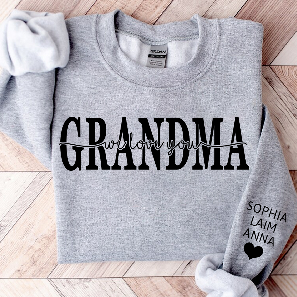 Grandma Sweatshirt Loved Beyond Measure, Personalized Grandma Crewneck with Grandkids Names, Minimal Family Style