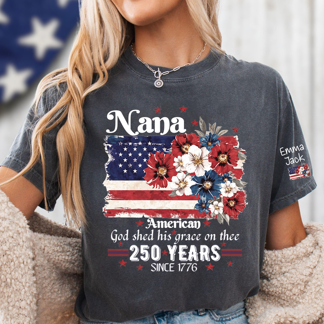 Custom Nana Fourth of July USA Flag, Personalized Gift For Grandma And Kids
