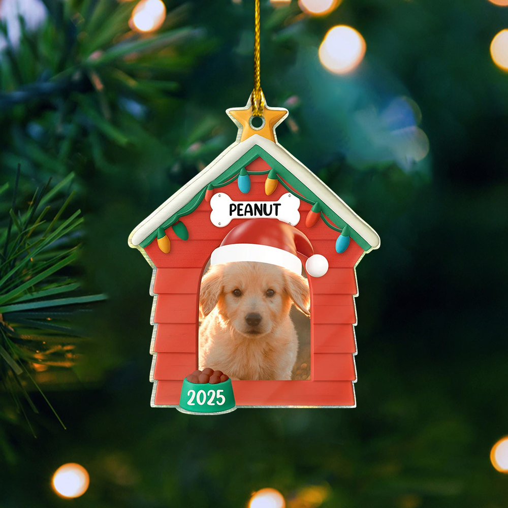 Custom Pet House Photo Ornament, Personalized Pet Christmas Decoration With Pet Picture & Name 2025
