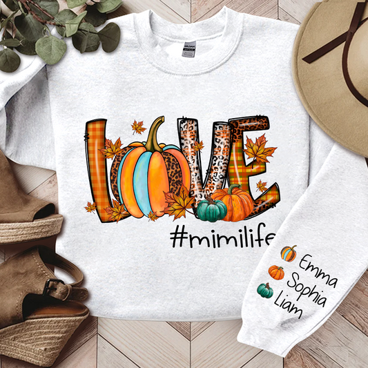 Love Fall Autumn Sweatshirt, Mimi Life Pumpkin Autumn, Grandma Gift, Autumn Gift TH Sweatshirt