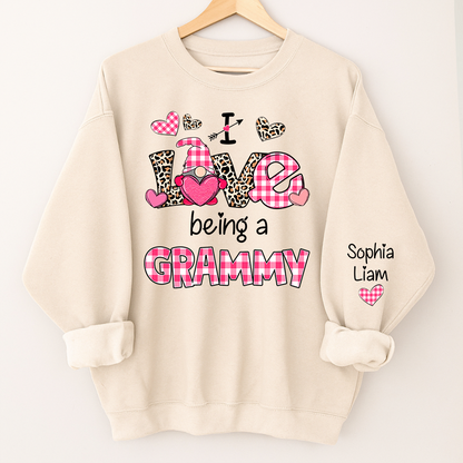 Personalized I Love Being a Grammy Sweatshirt with Children Names, Valentine Inspired Family Clothing