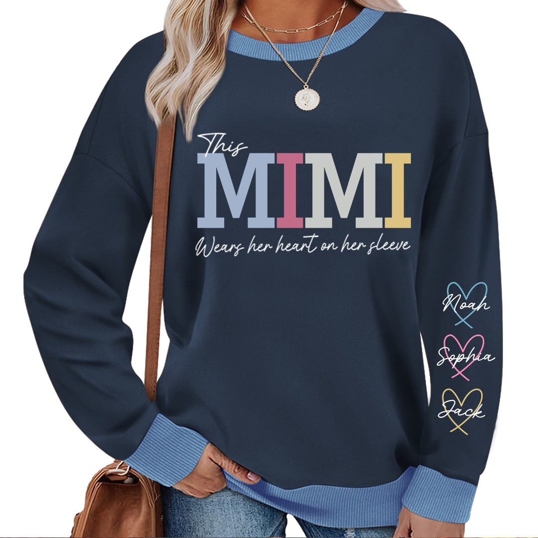 Sweatshirt Mix This Mimi Wears Her Heart On Her Sleeve, A Gift For A Loved One  Sweatshirt MIX