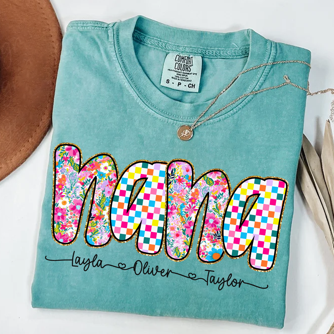 Comfort Colors® Nana Art Trend Shirt, Custom Grandma With Grandkids, Gift for Grandma