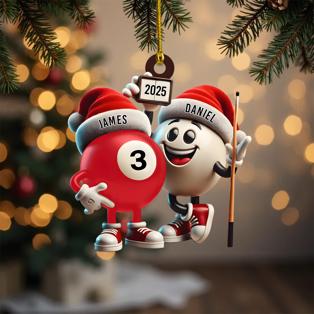 Personalized Pool Ball Ornament 2025 – Custom Billiards Christmas Decoration for Pool Players Ornament