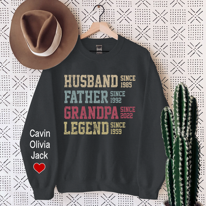 Personalized Dad Grandpa, Husband Father Grandpa Legend Sweatshirt