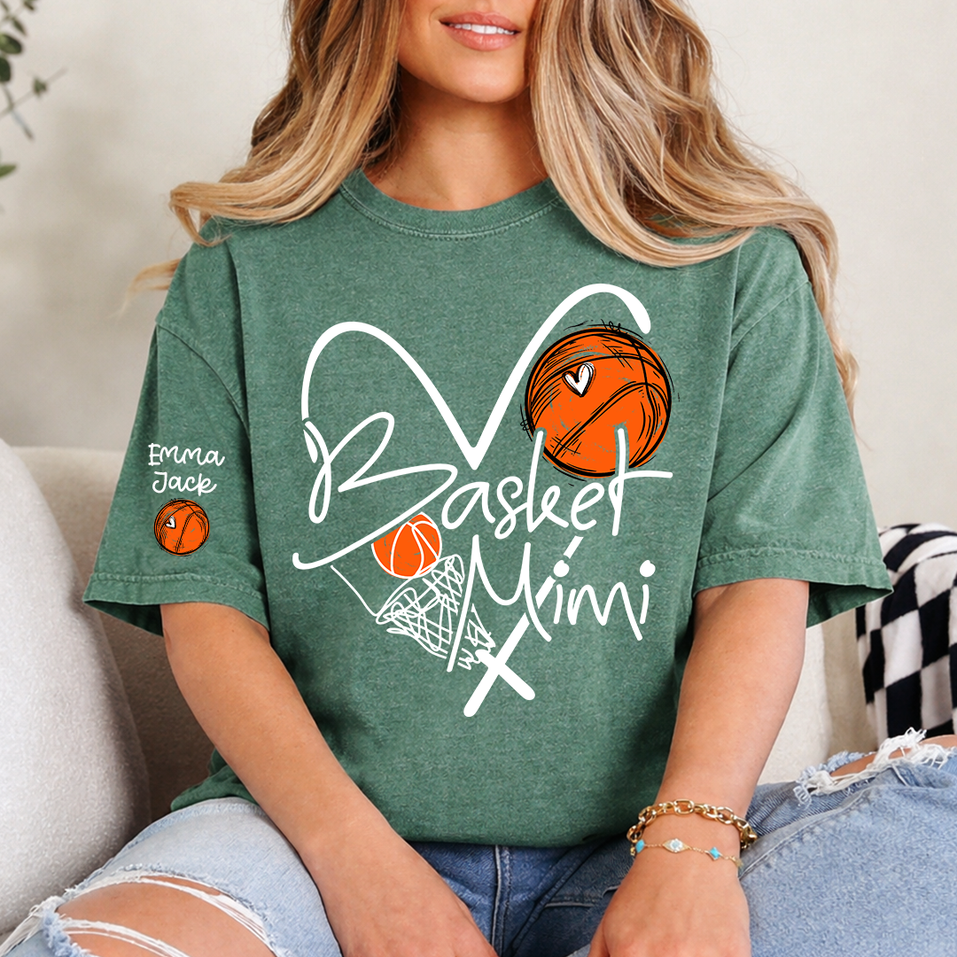 Basketball Mimi Shirt Personalized with Grandkids Names, For Gift Grandma