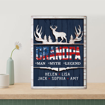 Personalized Papa Man Myth Legend Deer Hunting Wood Frame for Father's Day