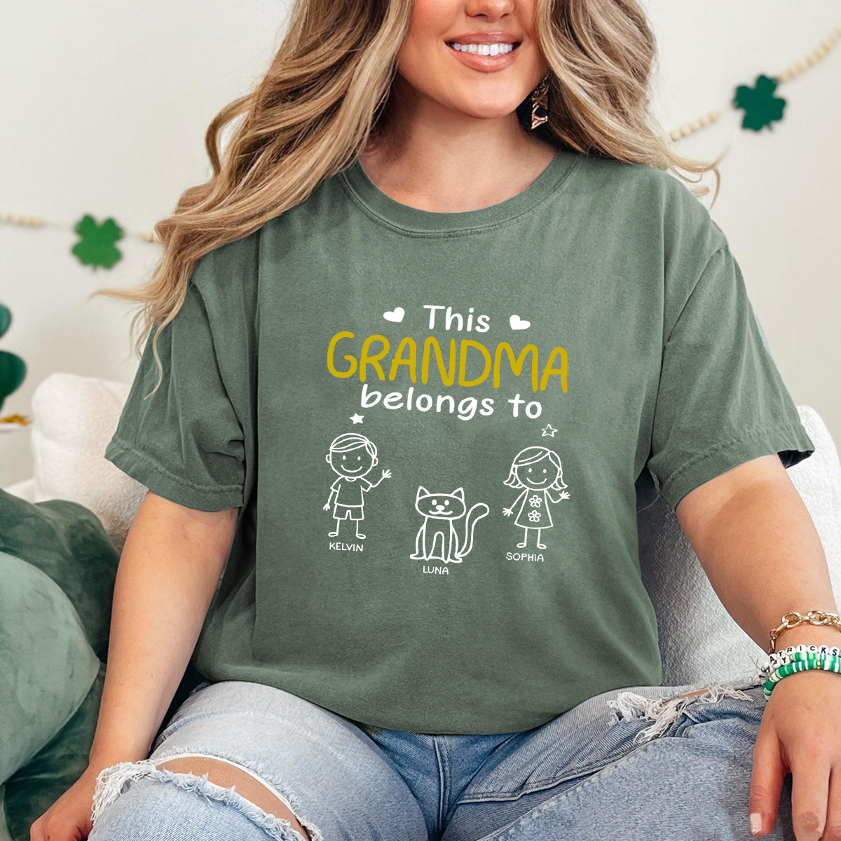 This Grandma Belongs To Kid Stick Figures - Personalized Comfort Colors