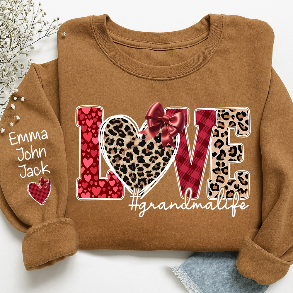 Valentine Love Grandma Life Personalized Sweatshirt With Name, Gift For Grandma And Grandchildren