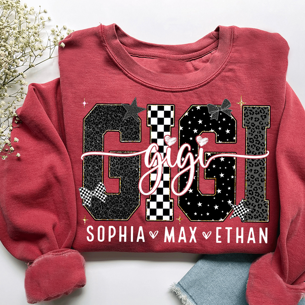 Gigi Style Star Plaid Design, Custom Gifts for Grandma and Grandchild