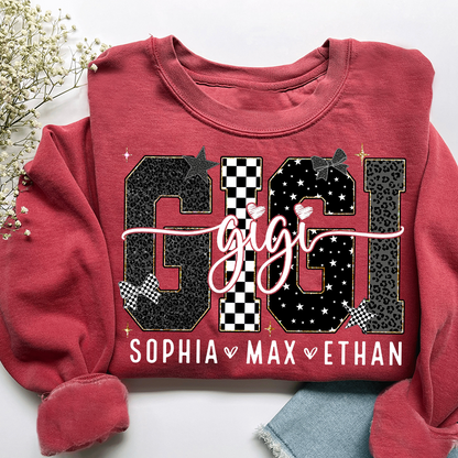 Gigi Style Star Plaid Design, Custom Gifts for Grandma and Grandchild