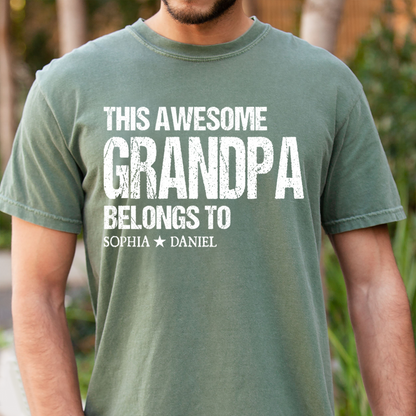 This Awesome Grandpa Belongs To Shirt Personalized with Names Custom Grandpa T Shirt Family Name Gift for Grandpa
