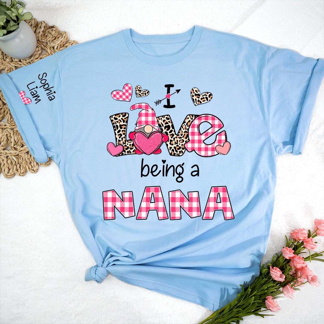 Personalized Nana Shirt I Love Being a Nana with Custom Names, Cute Grandma T Shirt Gift