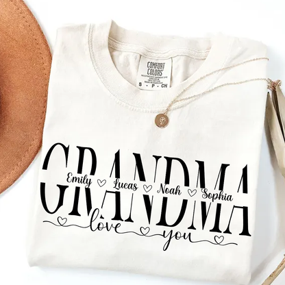 Personalized Grandma Shirt with Grandkids' Names - Comfort Colors T-Shirt
