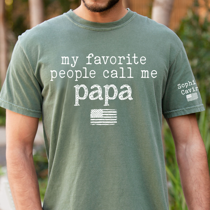My Favorite People Call Me Papa Shirt, Personalized Papa Tee, American Flag Design, Gift for Dad Grandpa Fathers Day