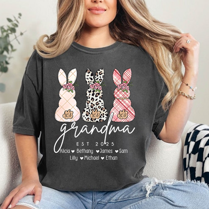 Grandma Easter Bunny Shirt Personalized with Names, Custom Family Bunny Tee