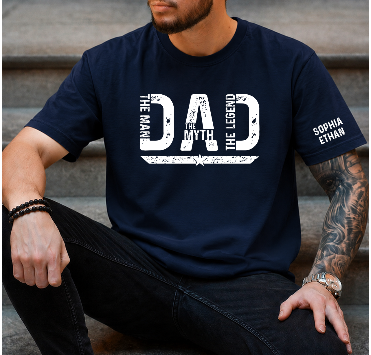 The Man The Myth The Legend Dad T-Shirt – Personalized Custom Name Gift for Dad Daddy Papa