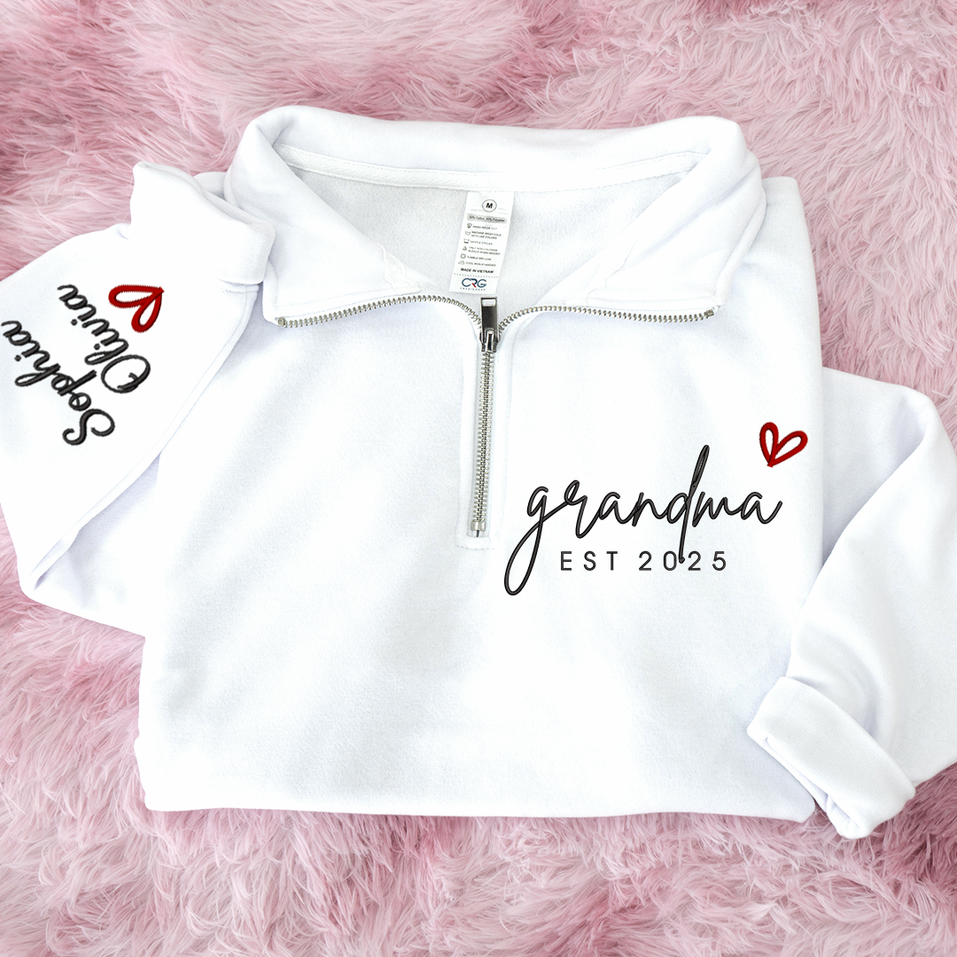 Personalized Hand Embroidered Grandma Sweater, Gift for Grandma and Kids