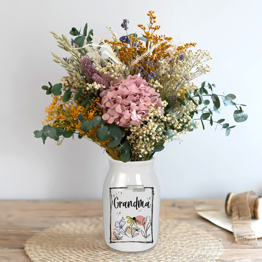 Nana Wildflower Doodles Fashion And Kids Life - Custom Home Decoration Flower Vase According To Family Requirements - Warm Gift For Mother's Day, Ceramic Flower Vase