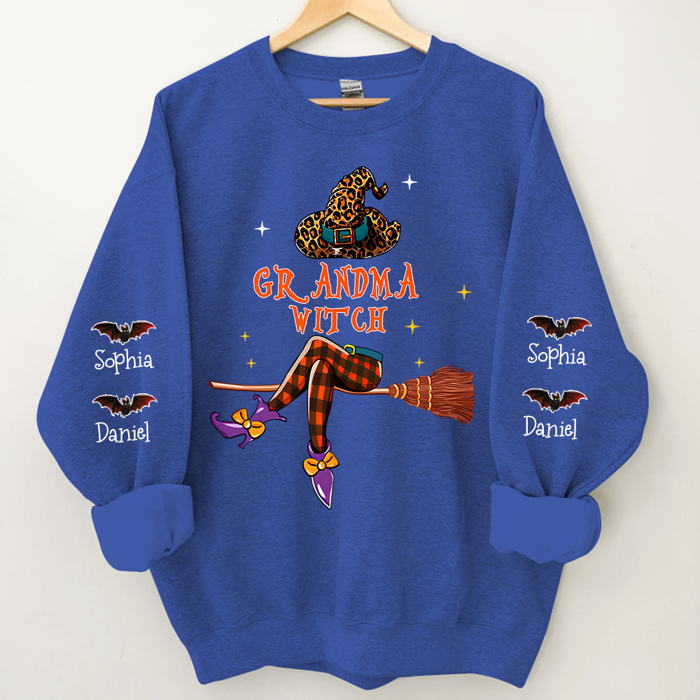 Grandma Witch Halloween Sweatshirt, Custom Grandma & Kids, Grandma Gift Halloween TH