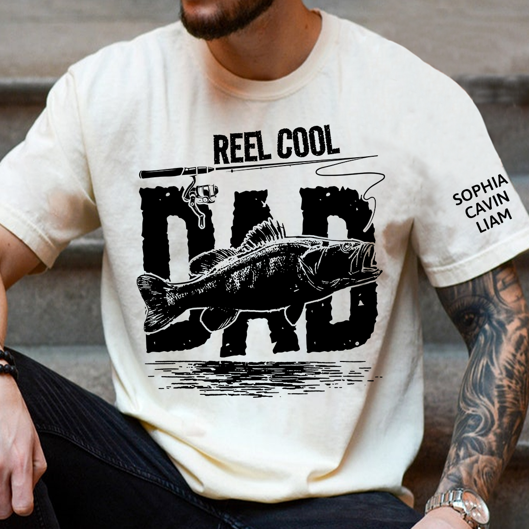 Reel Cool Papa Tee Fishing Lover Shirt Bass Fish Design Gift for Grandpa