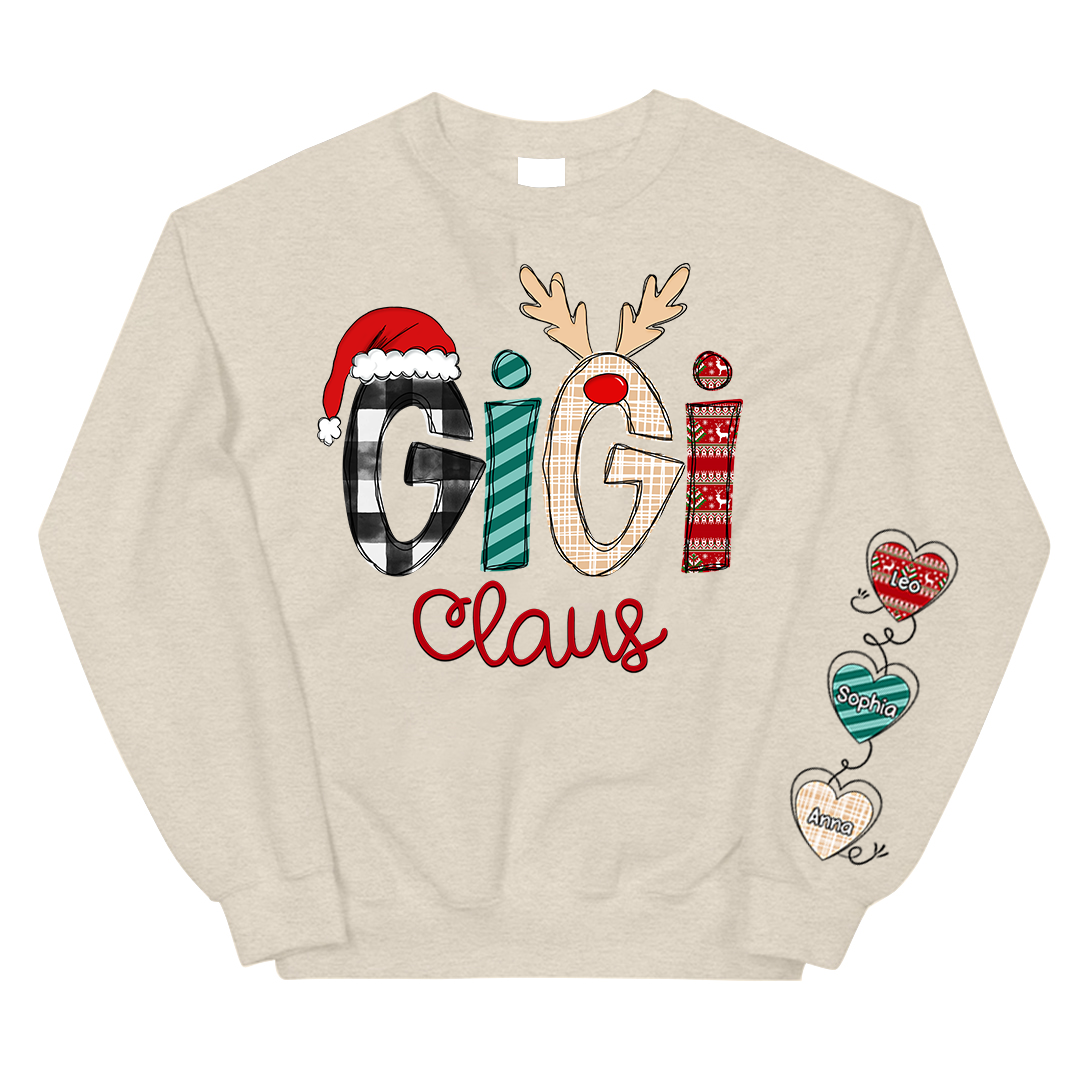 Personalized Gigi Claus With Grandkids Sweatshirt