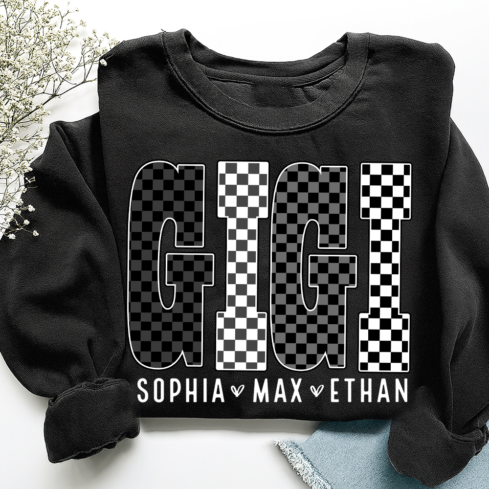 Black White Design, Custom Gift For Gigi And Her Grandchildren