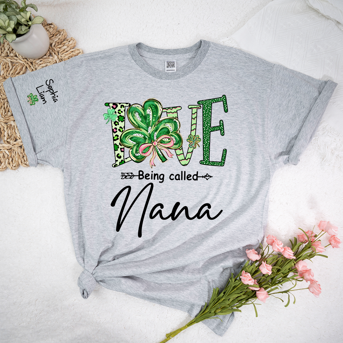 Personalized Nana Shirt St Patricks Day Shamrock Design, Custom Nana T Shirt With Names