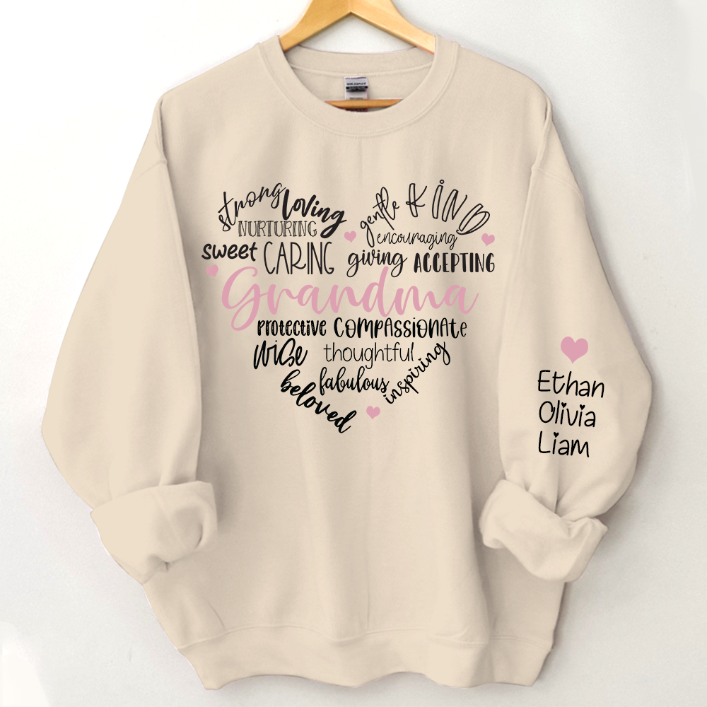 Grandma Heart Sweatshirt, Custom Grandma And Kids Heart, Grandma Gift TH