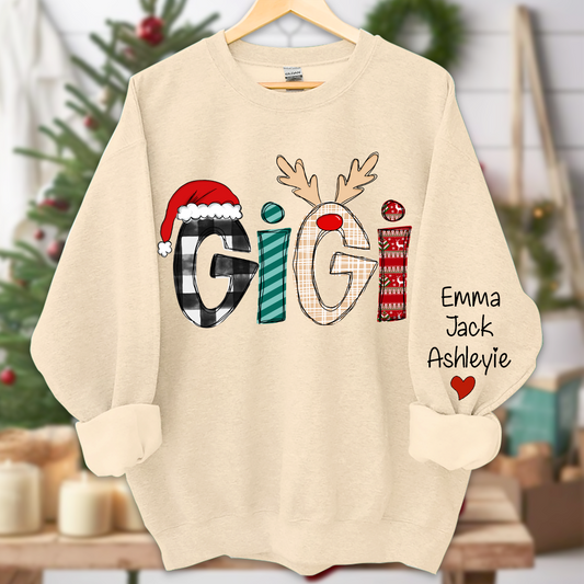 Gigi Grandkids Names  Chrismast Sweatshirt