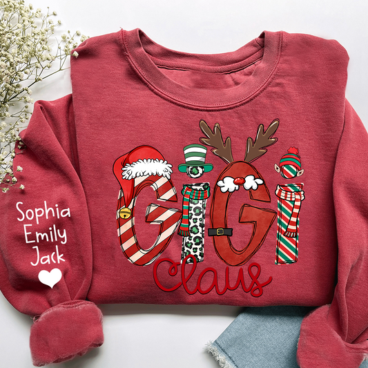 Custom Christmas Gigi Claus Sweatshirt, Gift For Gigi Claus And Kids 2025