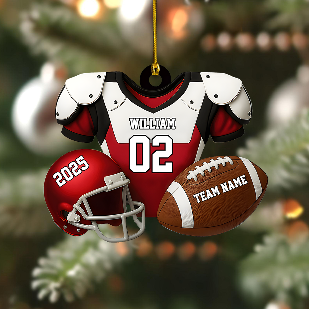 Personalized Football Jersey Ornament 2025 – Custom Name & Number Ornament, Christmas Gift for Football Player or Fan Ornament