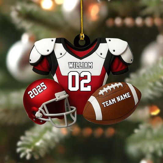 Personalized Football Jersey Ornament 2025 – Custom Name & Number Ornament, Christmas Gift for Football Player or Fan Ornament