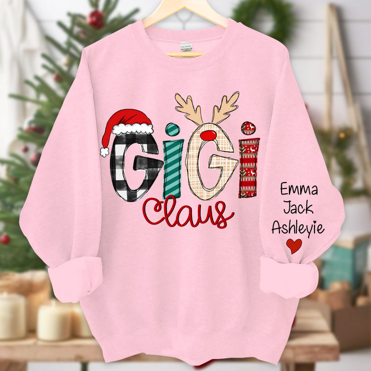 Personalized Gigi Claus Christmas Sweatshirt 2025, Custom Grandma Nana Claus Hoodie, Holiday Gift for Mom and Grandma