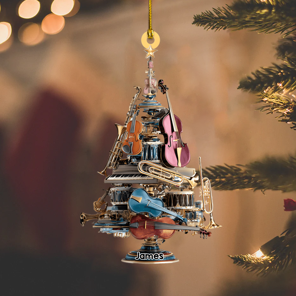 Personalized Musical Instrument Ornament 2025 – Custom Name Christmas Tree Ornament, Unique Gift for Music Lovers & Musicians Ornament