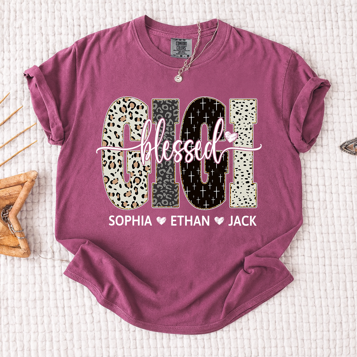 Comfort Colors® Bible Style Design, Custom Gift For Blessed Gigi And Her Grandchildren
